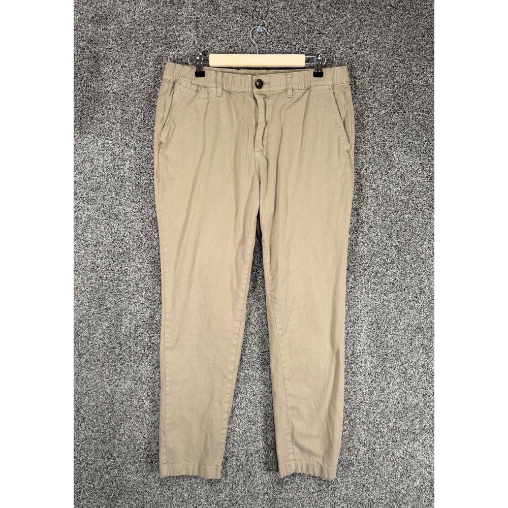 Cove USA Pants Mens 34/32 (Fits 34/30) Tan Chino Elastic Waist Stretch Casual